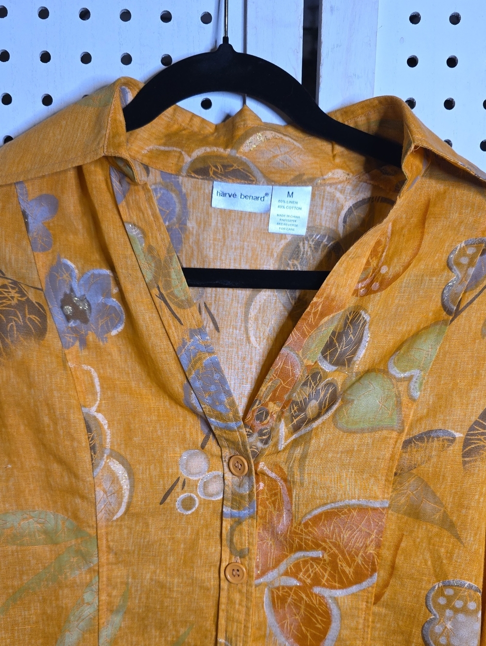 Harve Benard Floral Button-Front Linen Shirt Jacket Vintage Linen/cotton Blend M - Picture 3 of 6